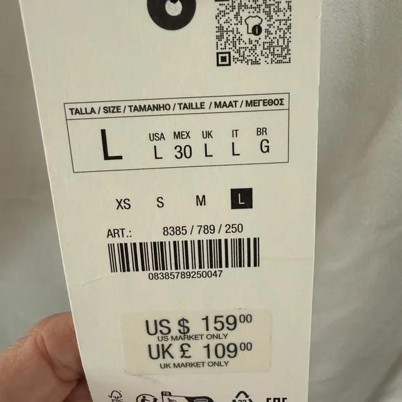 Zara White Satin Slip Dress with Black Lace Trim - Picture 5 of 5